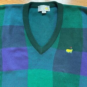 Slazenger Augusta Masters Green and Purple V-Neck Sweater